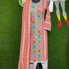 Peach Shalwar Kameez Set with Multicolour Print and Embroidery